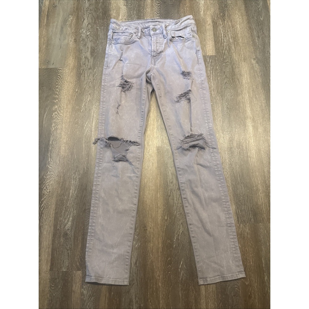 American Eagle Airflex Jeans Mens Size 28 X 32 Distressed Gray Pants Fits 28x30